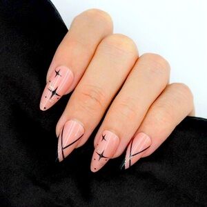 Nude Press-On Nails with Stars